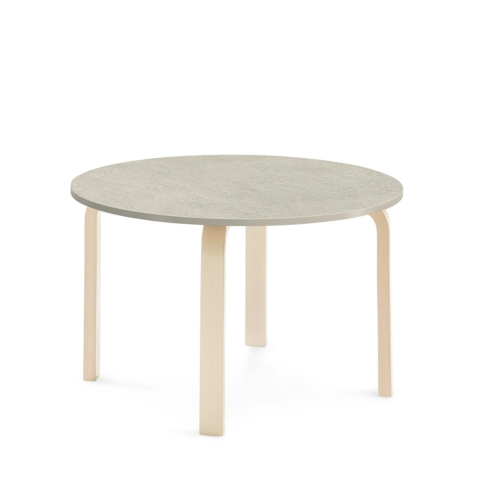 Pöytä ELTON Ø 900x530 mm, harmaa linoleumi, koivu