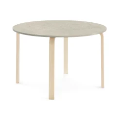 Pöytä ELTON Ø 1200x710 mm, harmaa linoleumi, koivu