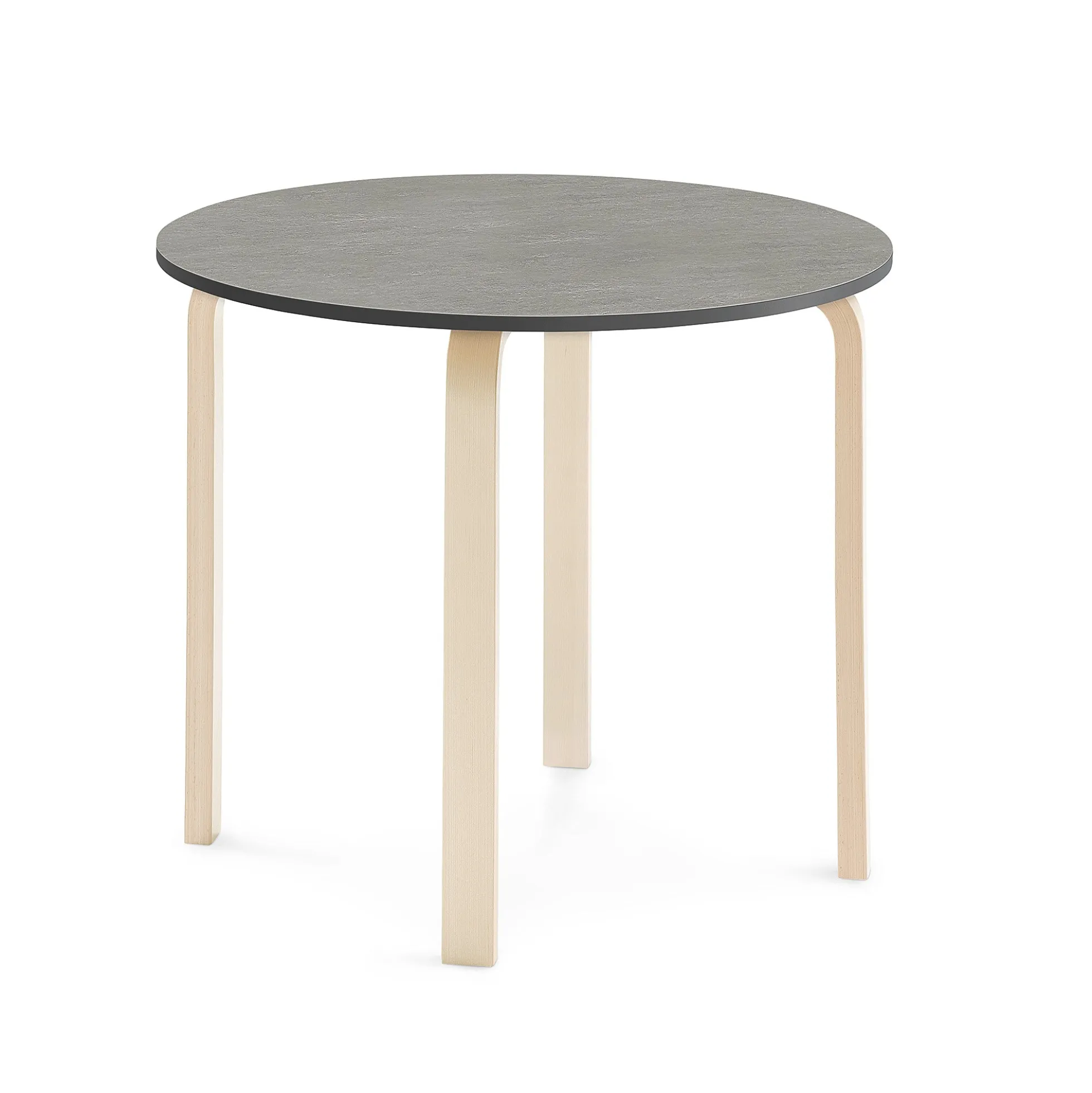 Pöytä ELTON Ø 900x710 mm, tummanharmaa linoleumi, koivu