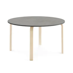 Pöytä ELTON Ø 1200x640 mm, tummanharmaa linoleumi, koivu