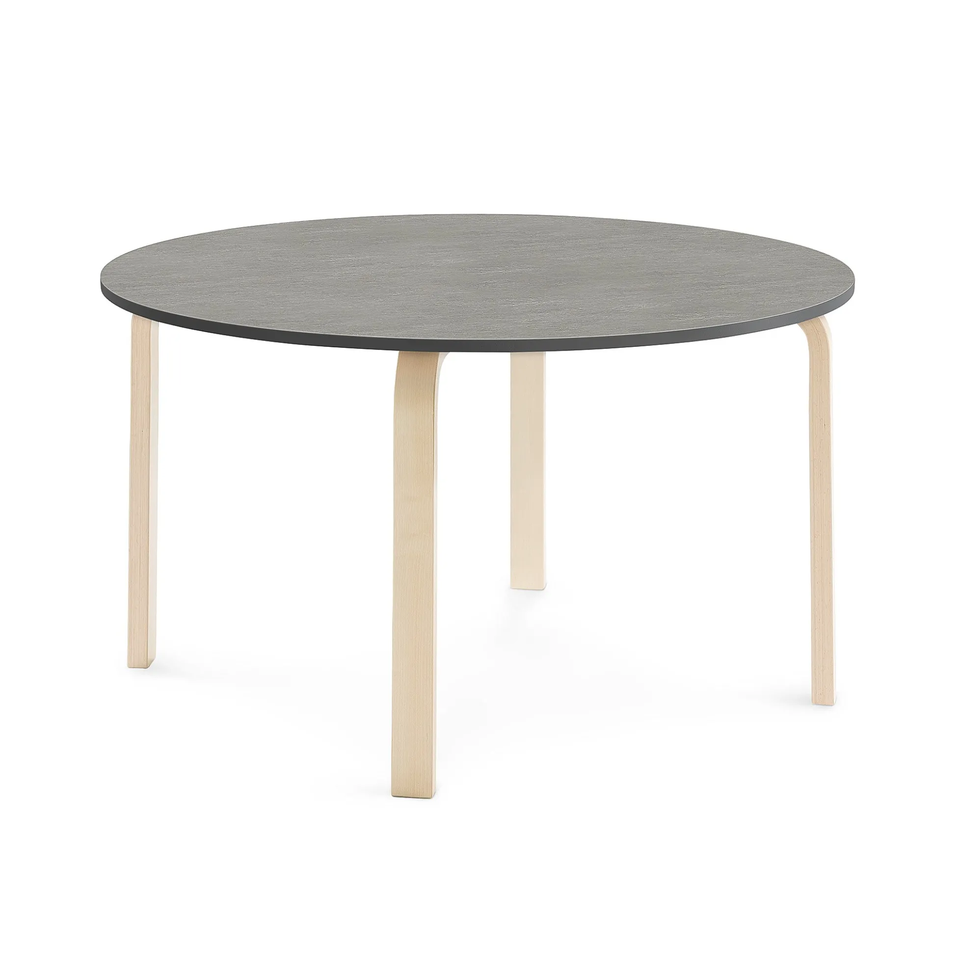 Pöytä ELTON Ø 1200x640 mm, tummanharmaa linoleumi, koivu