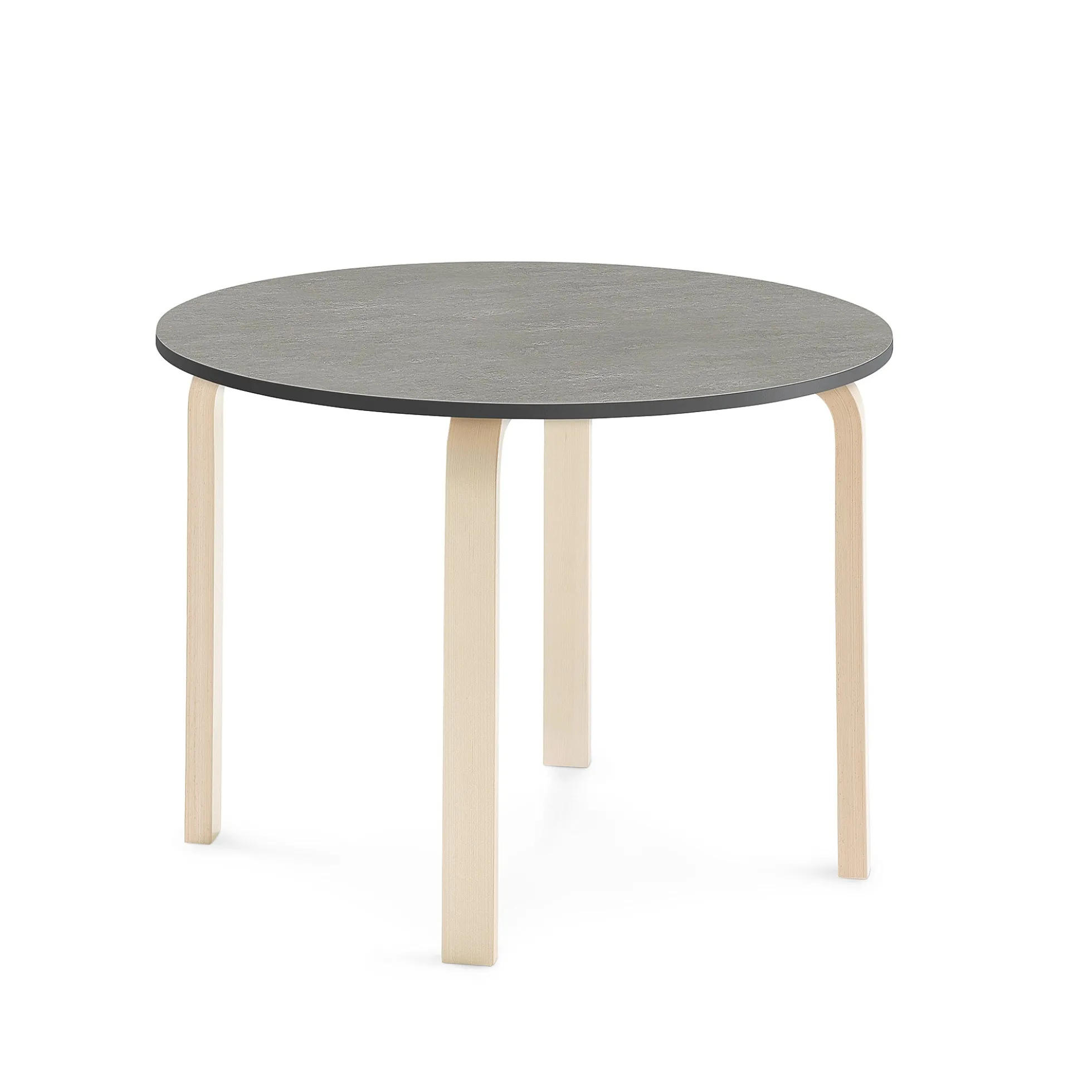 Pöytä ELTON Ø 900x640 mm, tummanharmaa linoleumi, koivu