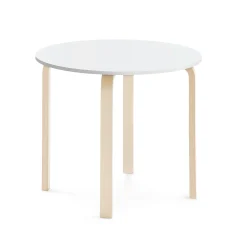 Pöytä ELTON Ø 900x710 mm, valkoinen laminaatti, koivu
