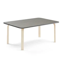 Pöytä ELTON 1400x700x530 mm, tummanharmaa linoleumi, koivu