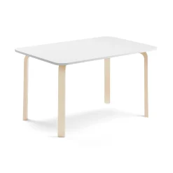 Pöytä ELTON 1200x600x640 mm, valkoinen laminaatti, koivu
