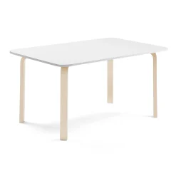 Pöytä ELTON 1400x800x640 mm, valkoinen laminaatti, koivu