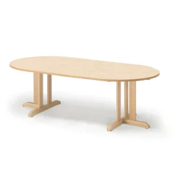 Pöytä KUPOL Ovaali, 2000x1000x600 mm, beige linoleumi, koivu