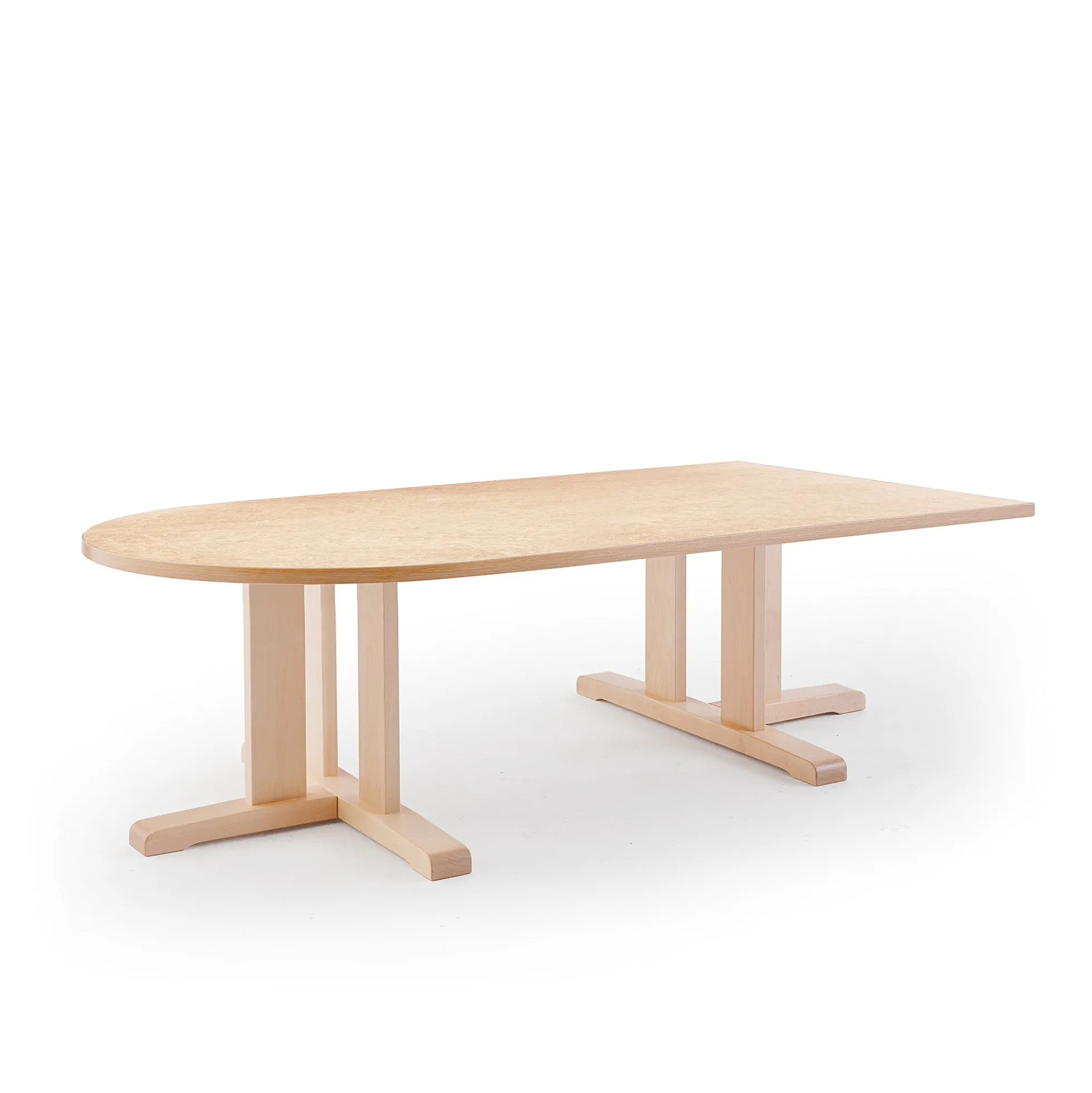 Pöytä KUPOL Puoliovaali, 1800x800x500 mm, beige linoleumi, koivu