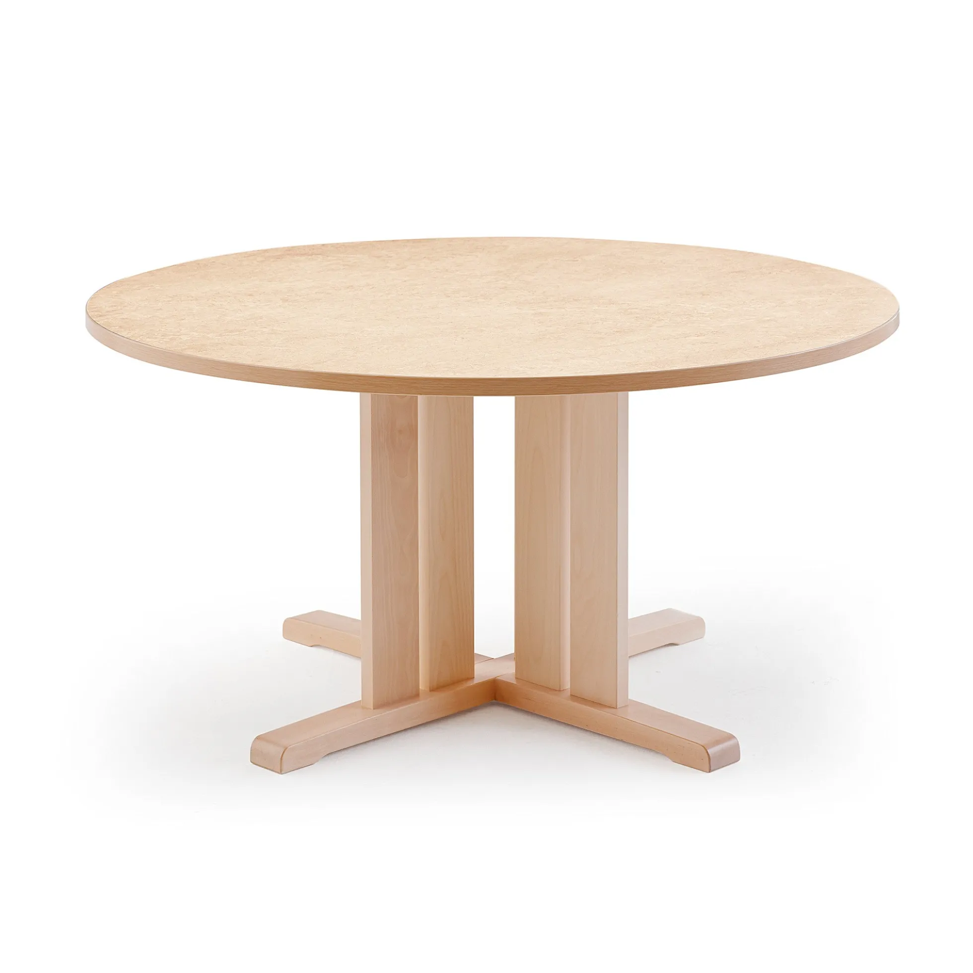 Pöytä KUPOL Ø1200x720 mm, beige linoleumi, koivu