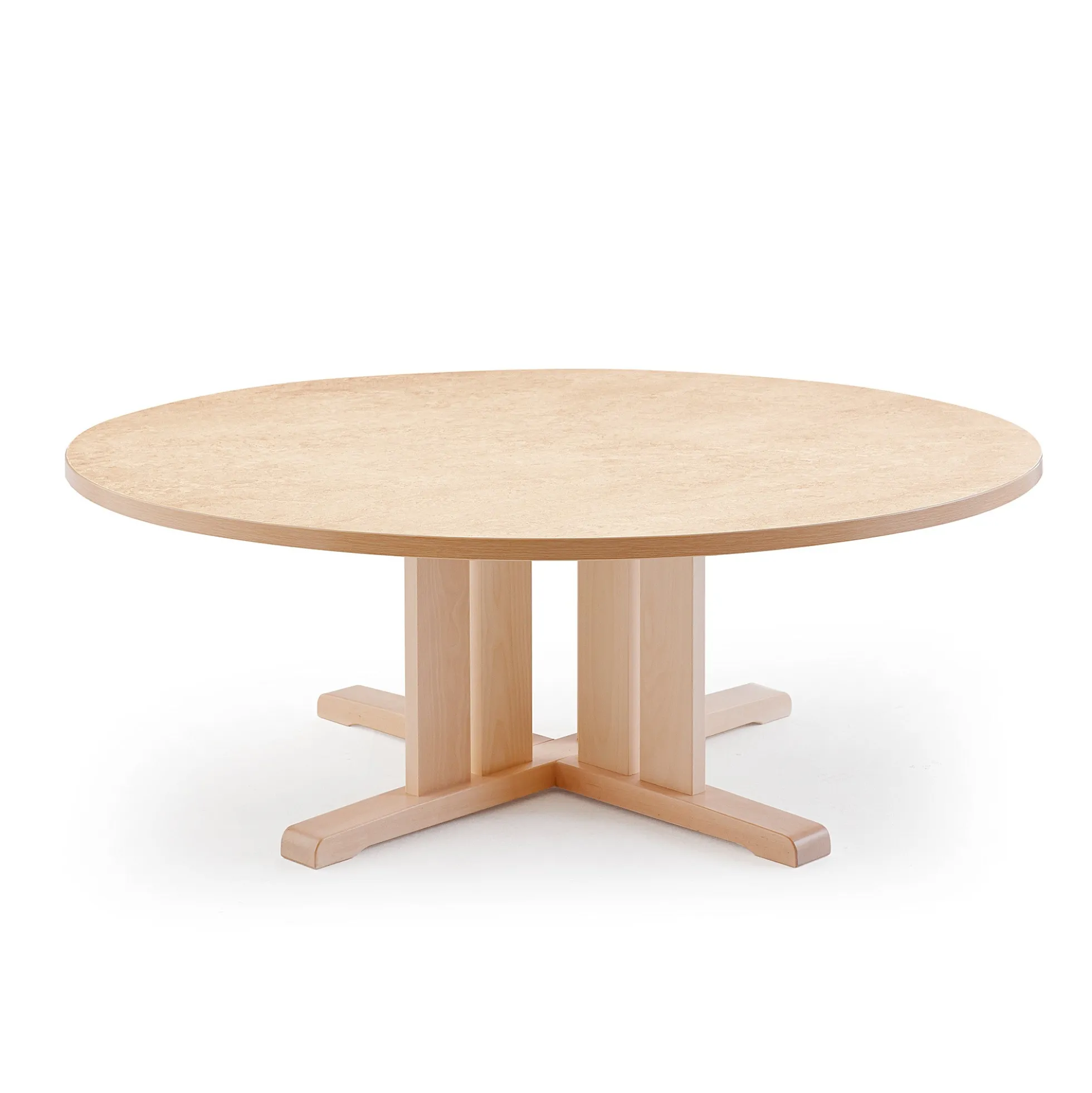 Pöytä KUPOL Ø1300x500 mm, beige linoleumi, koivu