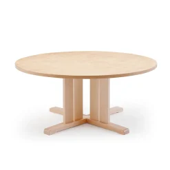 Pöytä KUPOL Ø1200x600 mm, beige linoleumi, koivu