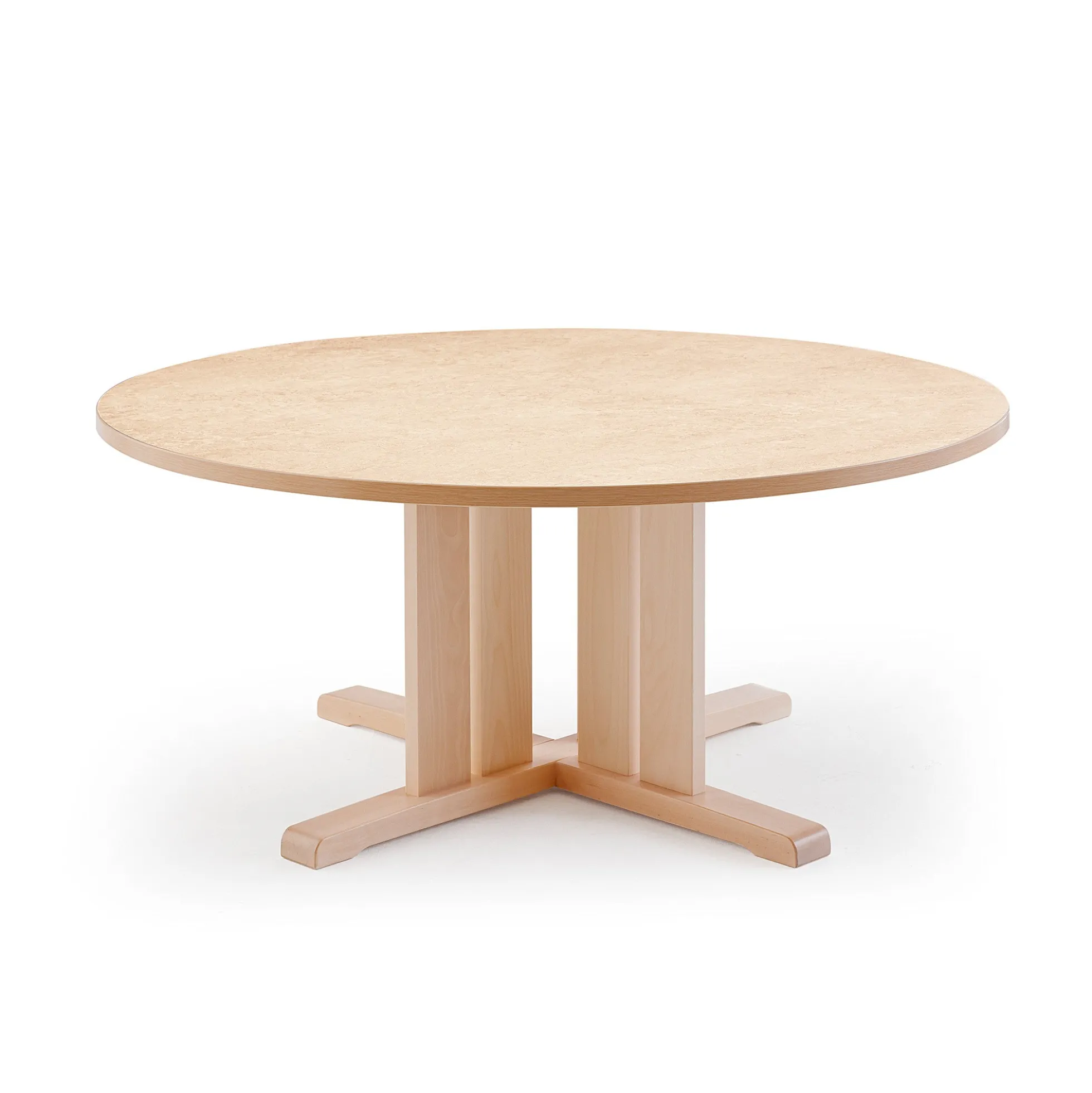 Pöytä KUPOL Ø1200x600 mm, beige linoleumi, koivu