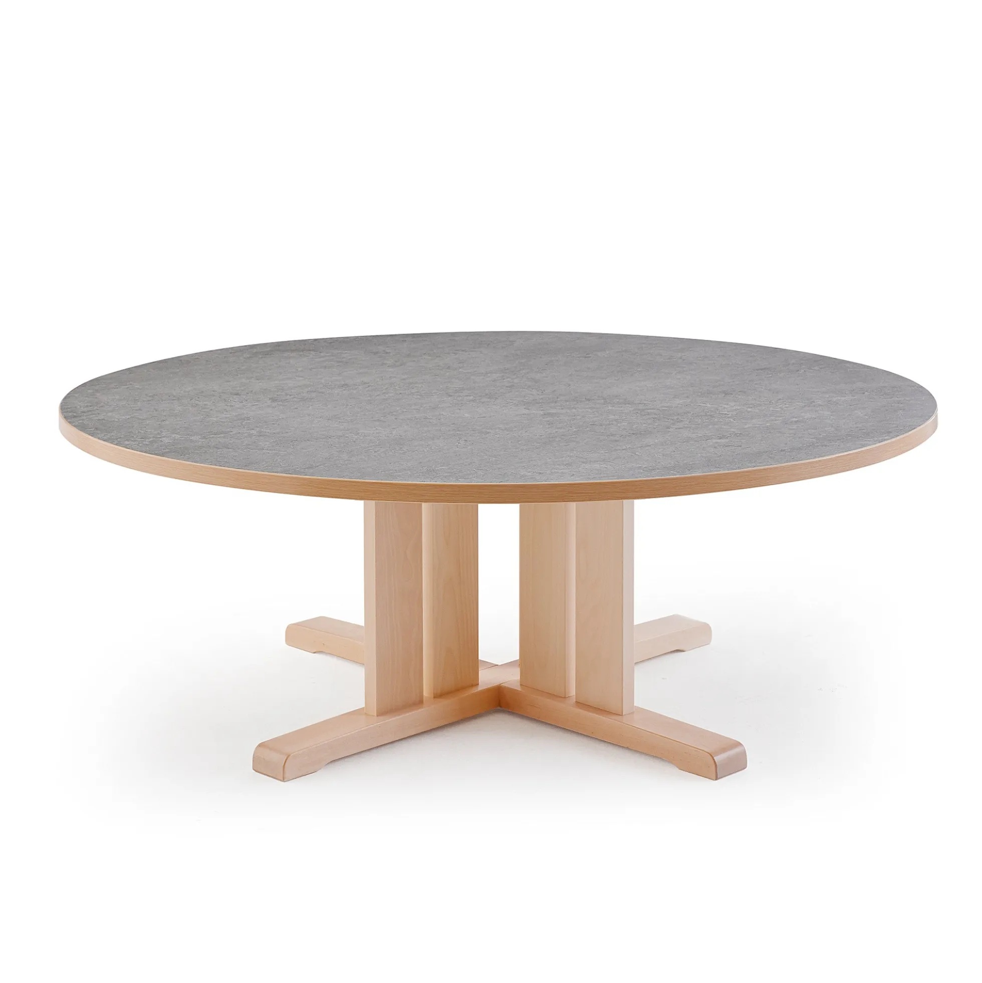 Pöytä KUPOL Ø1300x500 mm, harmaa linoleumi, koivu