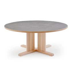 Pöytä KUPOL Ø1300x600 mm, harmaa linoleumi, koivu