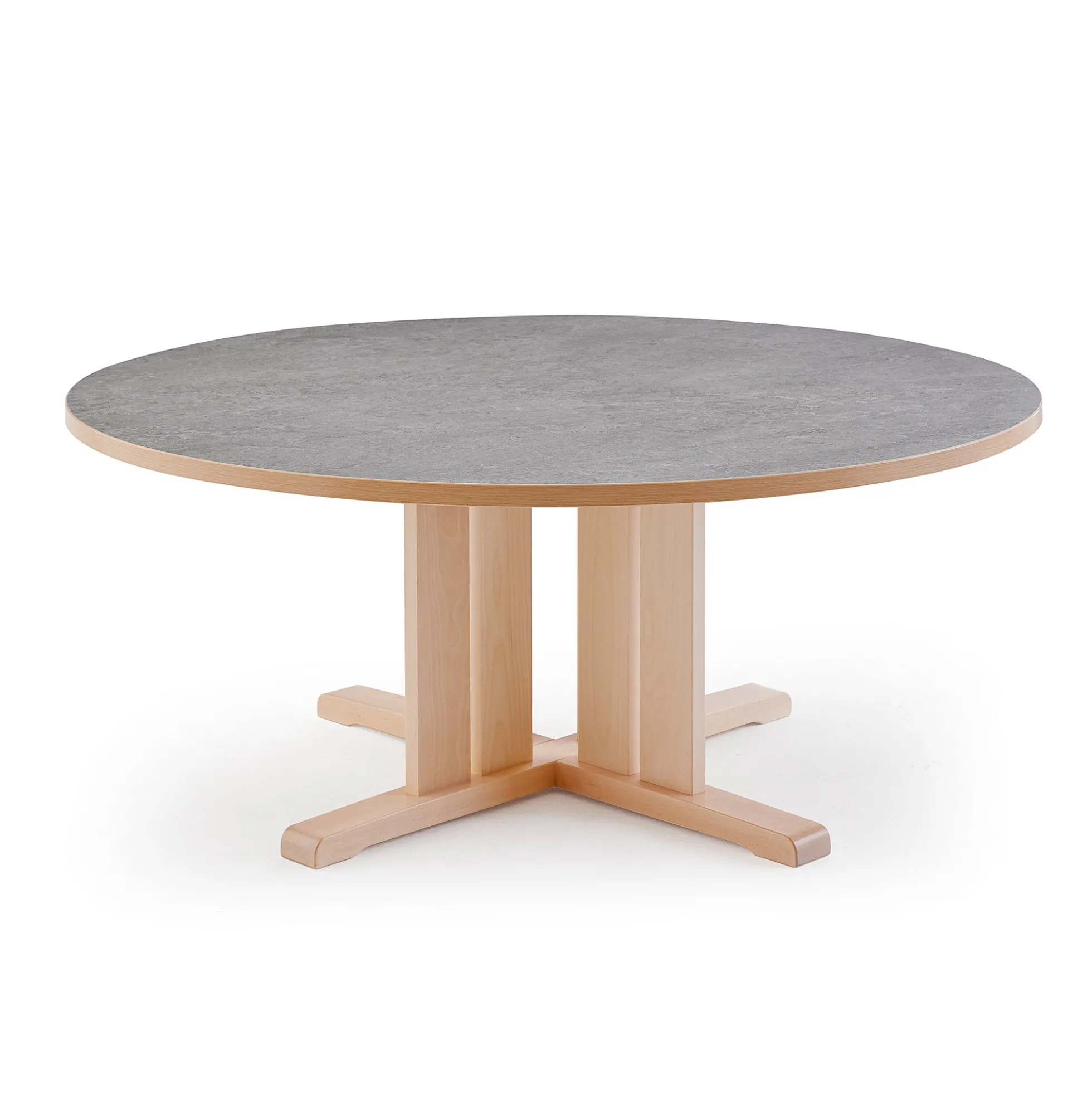 Pöytä KUPOL Ø1300x600 mm, harmaa linoleumi, koivu