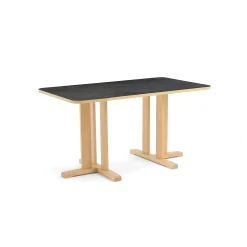 Pöytä KUPOL 1400x800x720 mm, tummanharmaa linoleumi, koivu