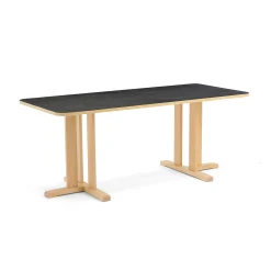 Pöytä KUPOL 1800x800x720 mm, tummanharmaa linoleumi, koivu