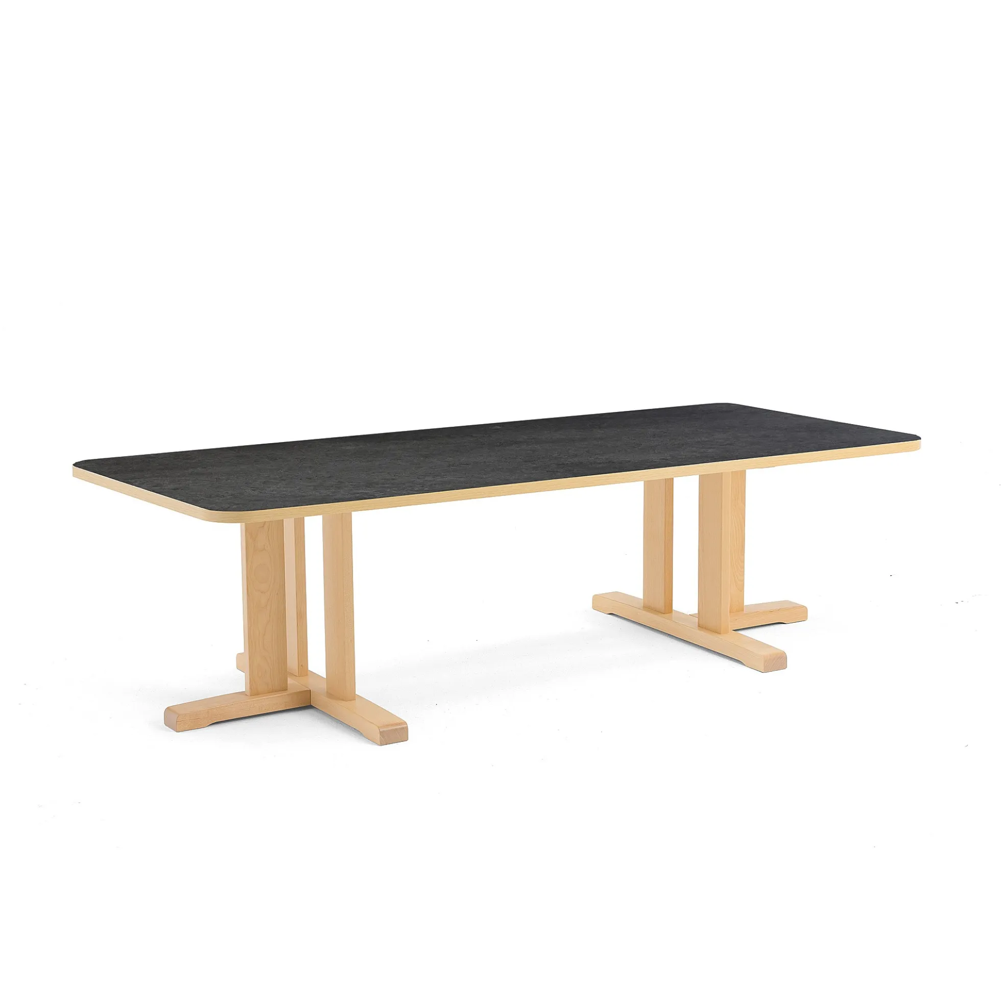 Pöytä KUPOL 1800x800x500 mm, tummanharmaa linoleumi, koivu
