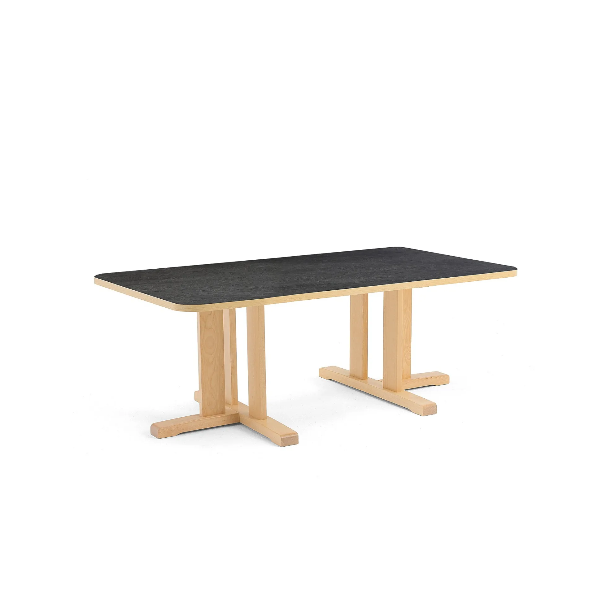 Pöytä KUPOL 1400x800x500 mm, tummanharmaa linoleumi, koivu