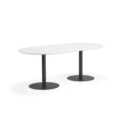 Pöytä METRIC Ovaali, 2000x1000x720 mm, musta/valkoinen