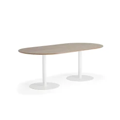 Pöytä METRIC Ovaali, 2000x1000x720 mm, valkoinen/pähkinä