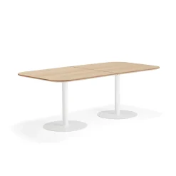 Pöytä METRIC Pyöristetyin kulmin, 2000x1000x720 mm, valkoinen/tammi