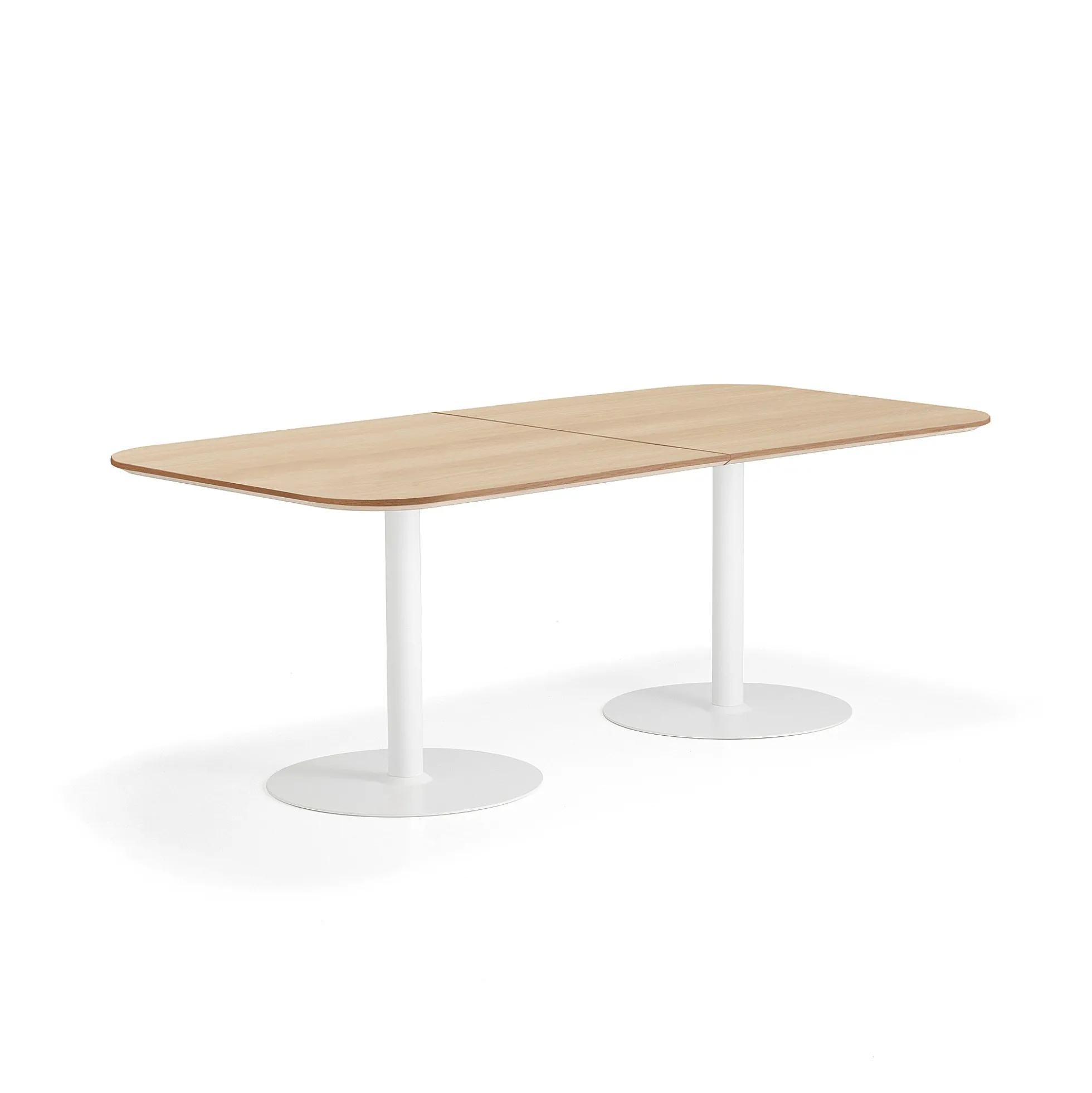 Pöytä METRIC Pyöristetyin kulmin, 2000x1000x720 mm, valkoinen/tammi