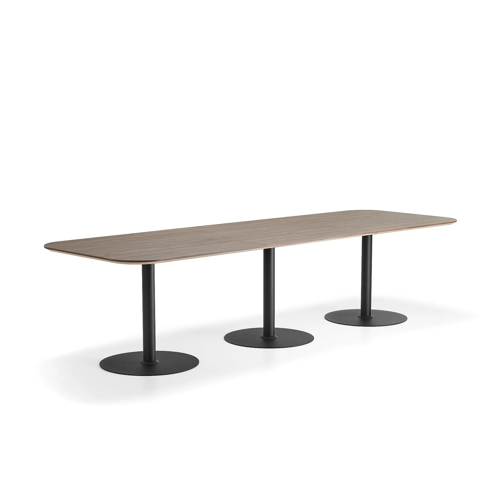 Pöytä METRIC Pyöristetyt kulmat, 3000x1000x720 mm, musta/pähkinä