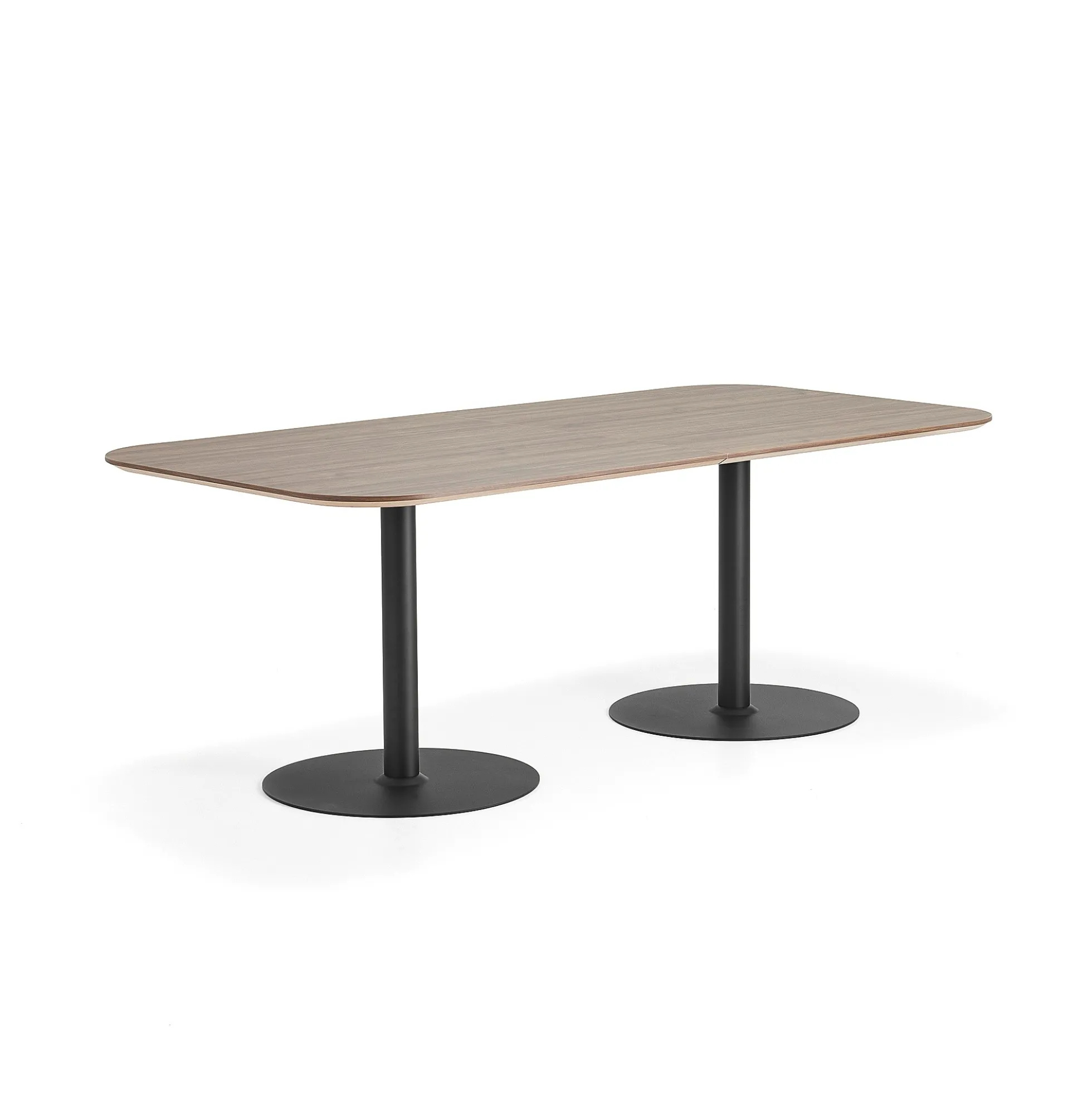 Pöytä METRIC Pyöristetyt kulmat, 2000x1000x720 mm, musta/pähkinä