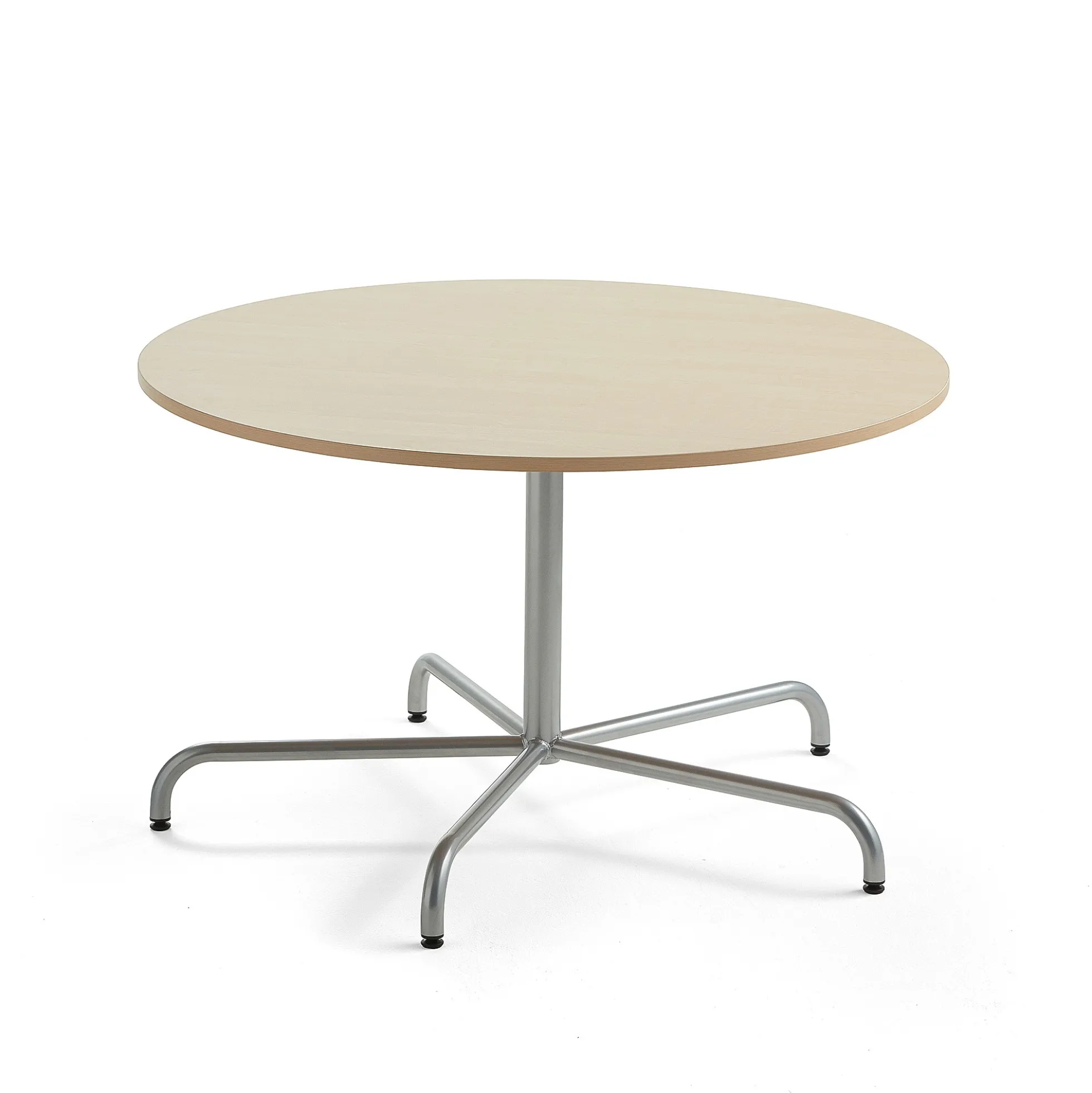 Pöytä PLURAL Ø1200x720 mm, ääntä vaimentava korkeapainelaminaatti, koivu, hopeanharmaa
