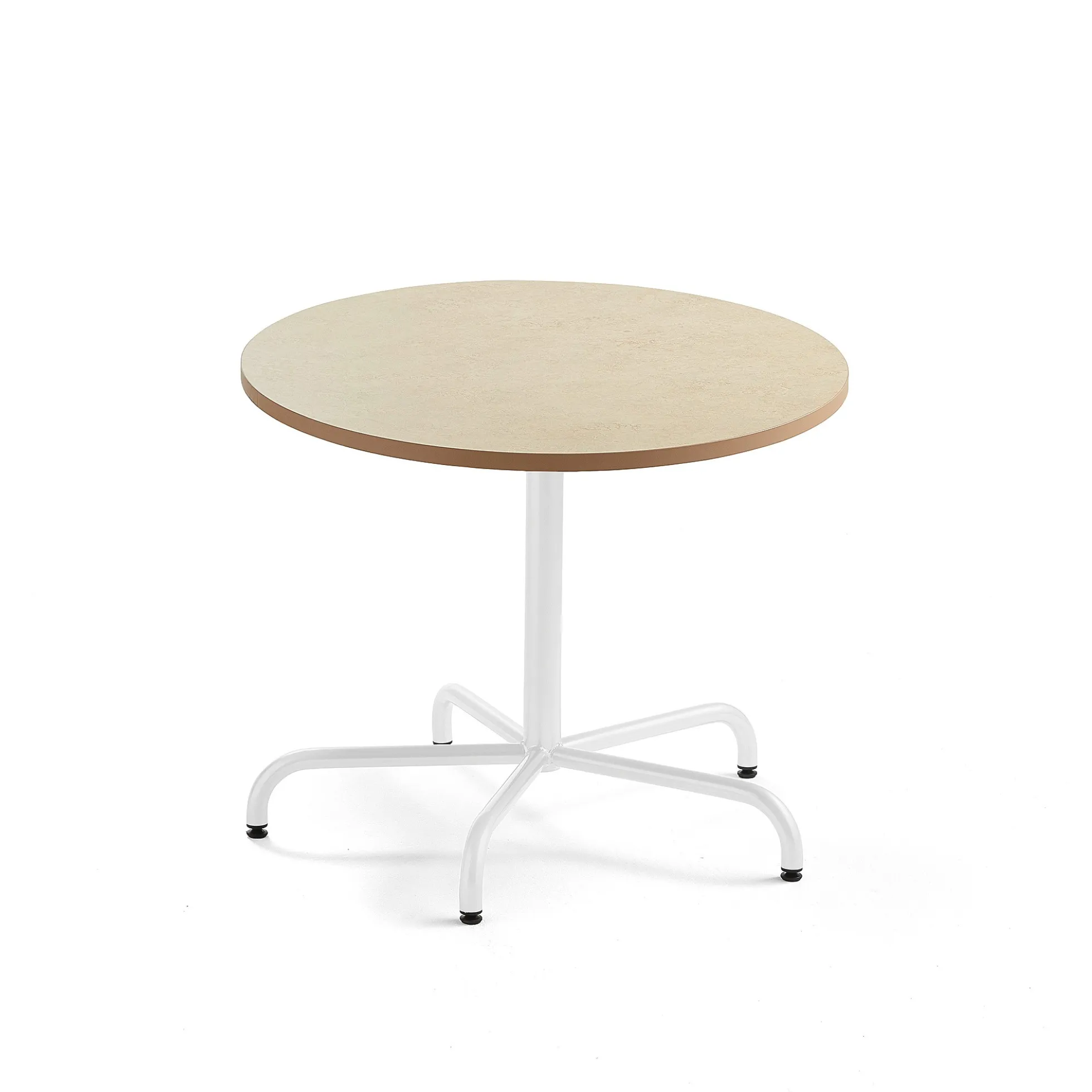 Pöytä PLURAL Ø900x720 mm, ääntä vaimentava linoleumi, beige, valkoinen