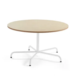 Pöytä PLURAL Ø1300x720 mm, ääntä vaimentava linoleumi, beige, valkoinen