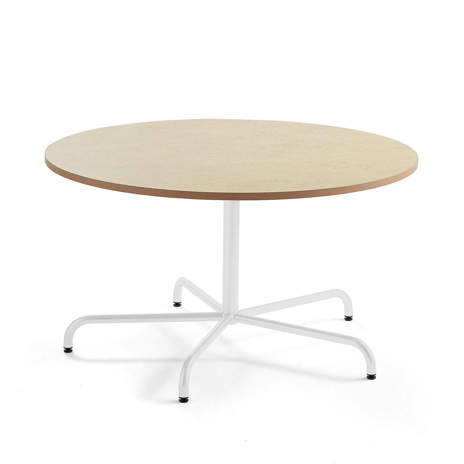 Pöytä PLURAL Ø1300x720 mm, ääntä vaimentava linoleumi, beige, valkoinen