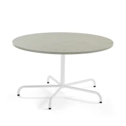 Pöytä PLURAL Ø1300x720 mm, ääntä vaimentava linoleumi, harmaa, valkoinen