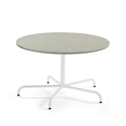 Pöytä PLURAL Ø1200x720 mm, ääntä vaimentava linoleumi, harmaa, valkoinen