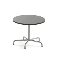 Pöytä PLURAL Ø900x720 mm, ääntä vaimentava linoleumi, tummanharmaa, hopeanharmaa