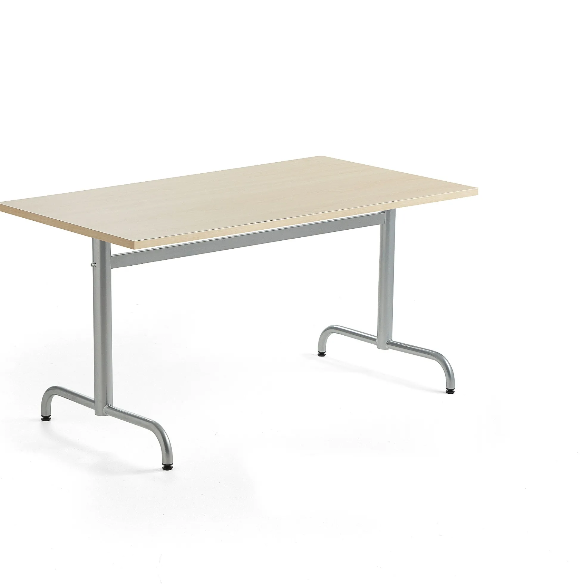 Pöytä PLURAL 1400x800x720 mm, ääntä vaimentava korkeapainelaminaatti, koivu, hopeanharmaa