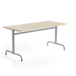 Pöytä PLURAL 1600x700x720 mm, ääntä vaimentava korkeapainelaminaatti, koivu, hopeanharmaa