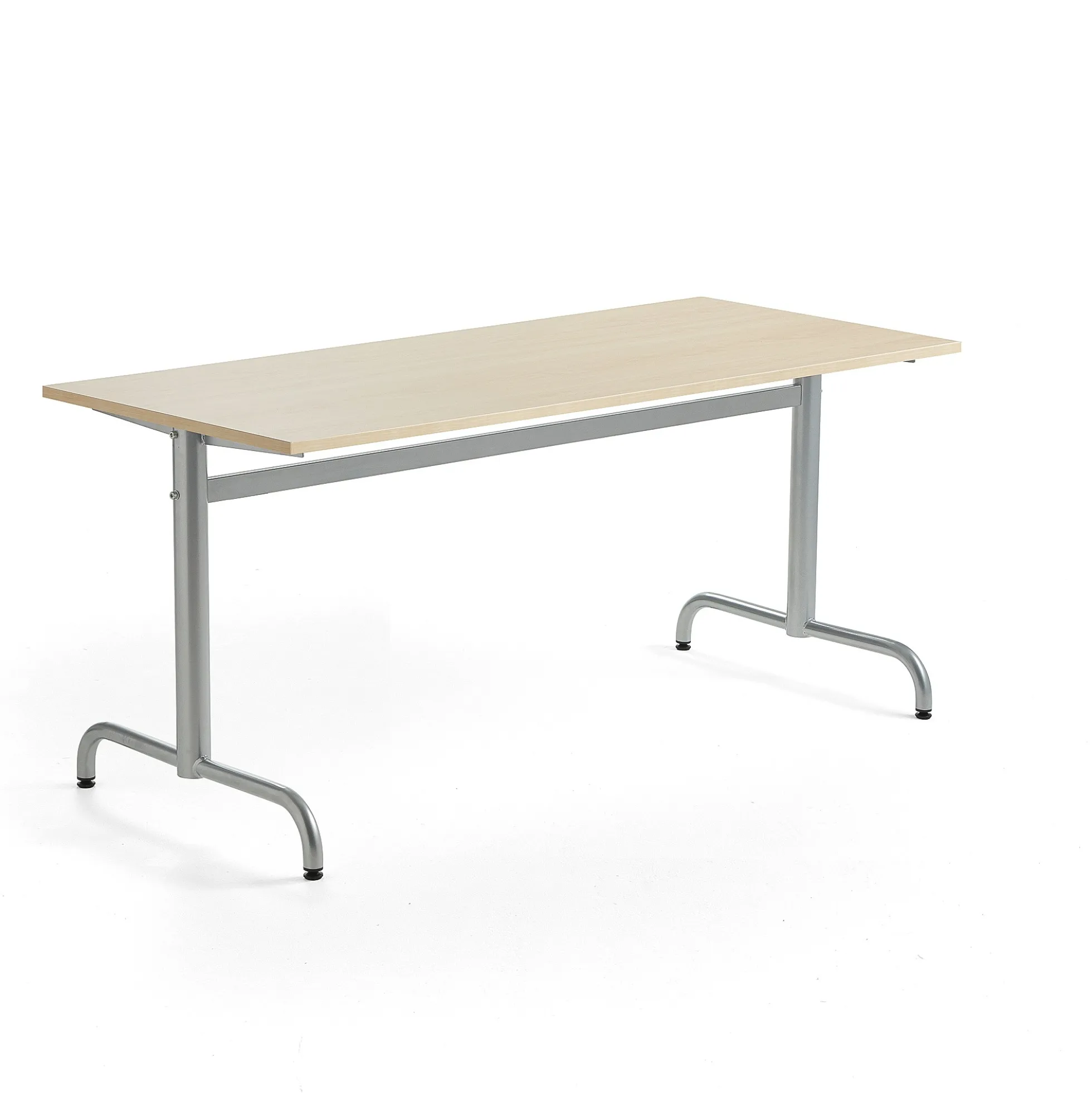 Pöytä PLURAL 1600x700x720 mm, ääntä vaimentava korkeapainelaminaatti, koivu, hopeanharmaa