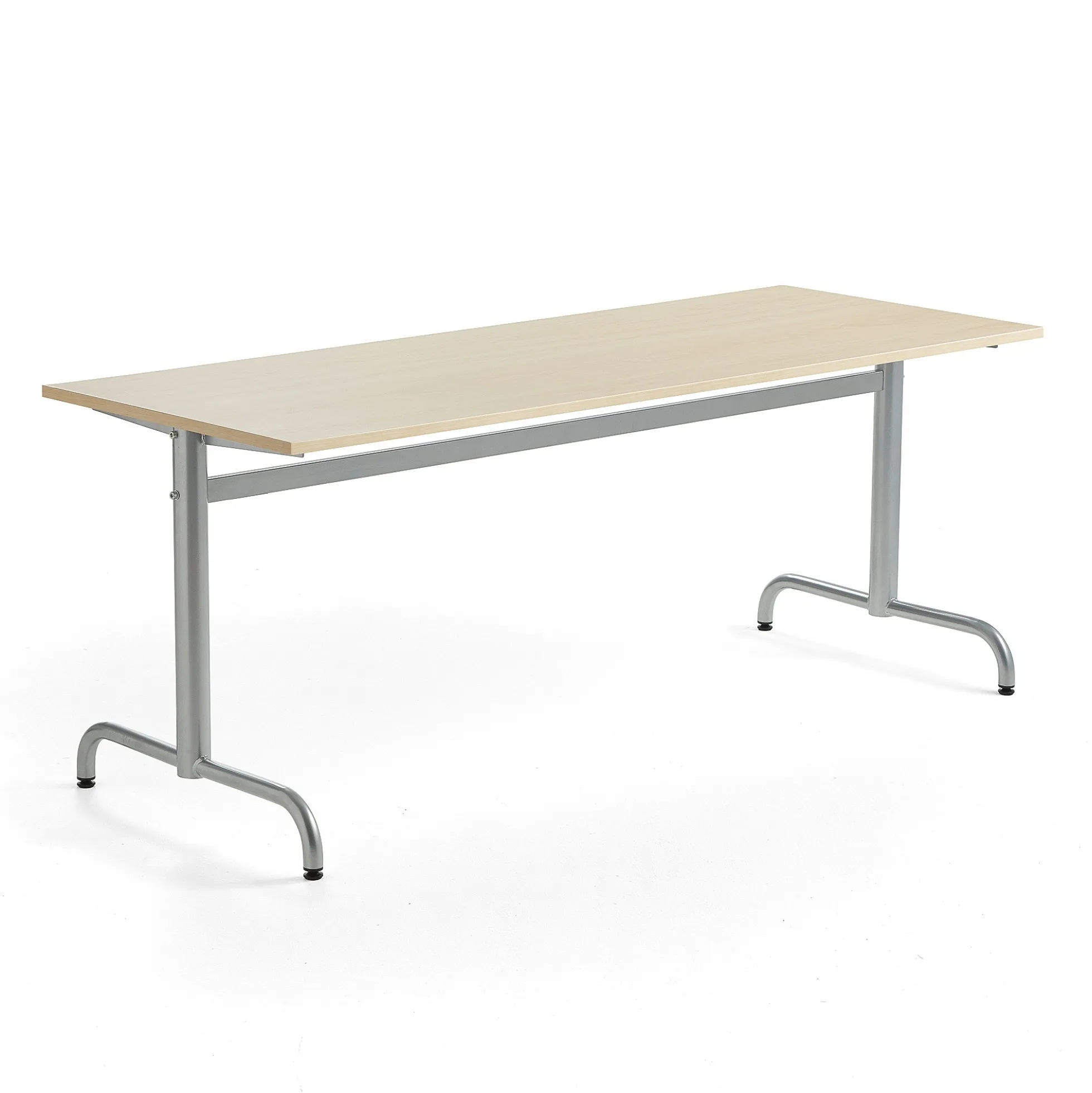 Pöytä PLURAL 1800x700x720 mm, ääntä vaimentava korkeapainelaminaatti, koivu, hopeanharmaa