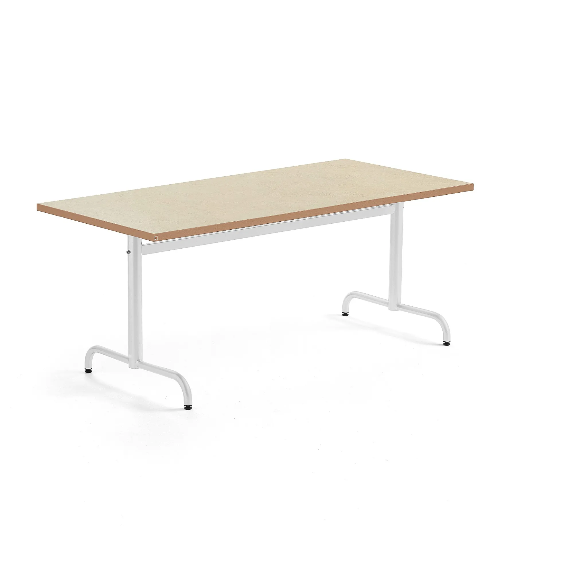 Pöytä PLURAL 1600x800x720 mm, ääntä vaimentava linoleumi, beige, valkoinen