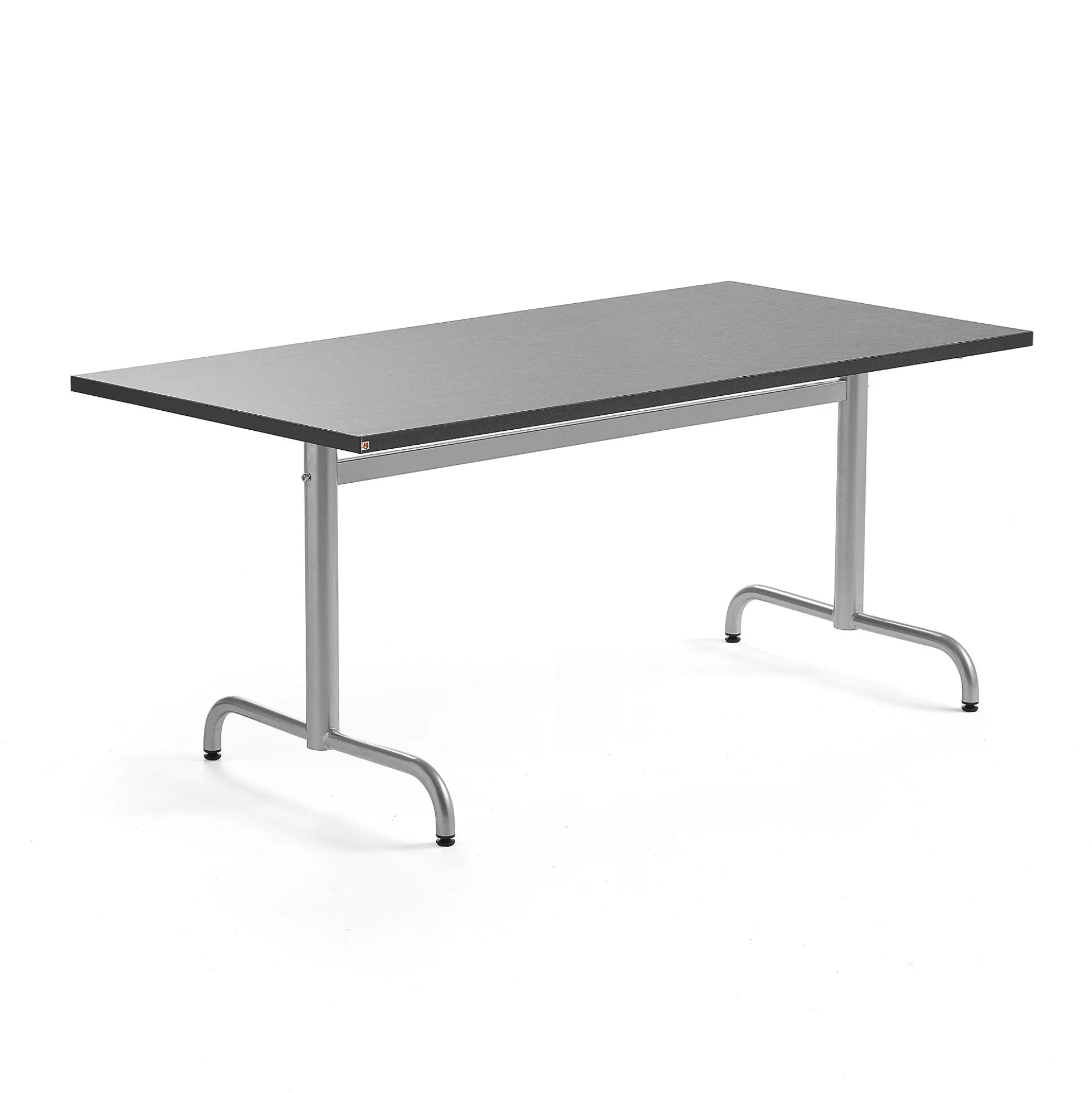 Pöytä PLURAL 1400x800x720 mm, ääntä vaimentava linoleumi, tummanharmaa, hopeanharmaa