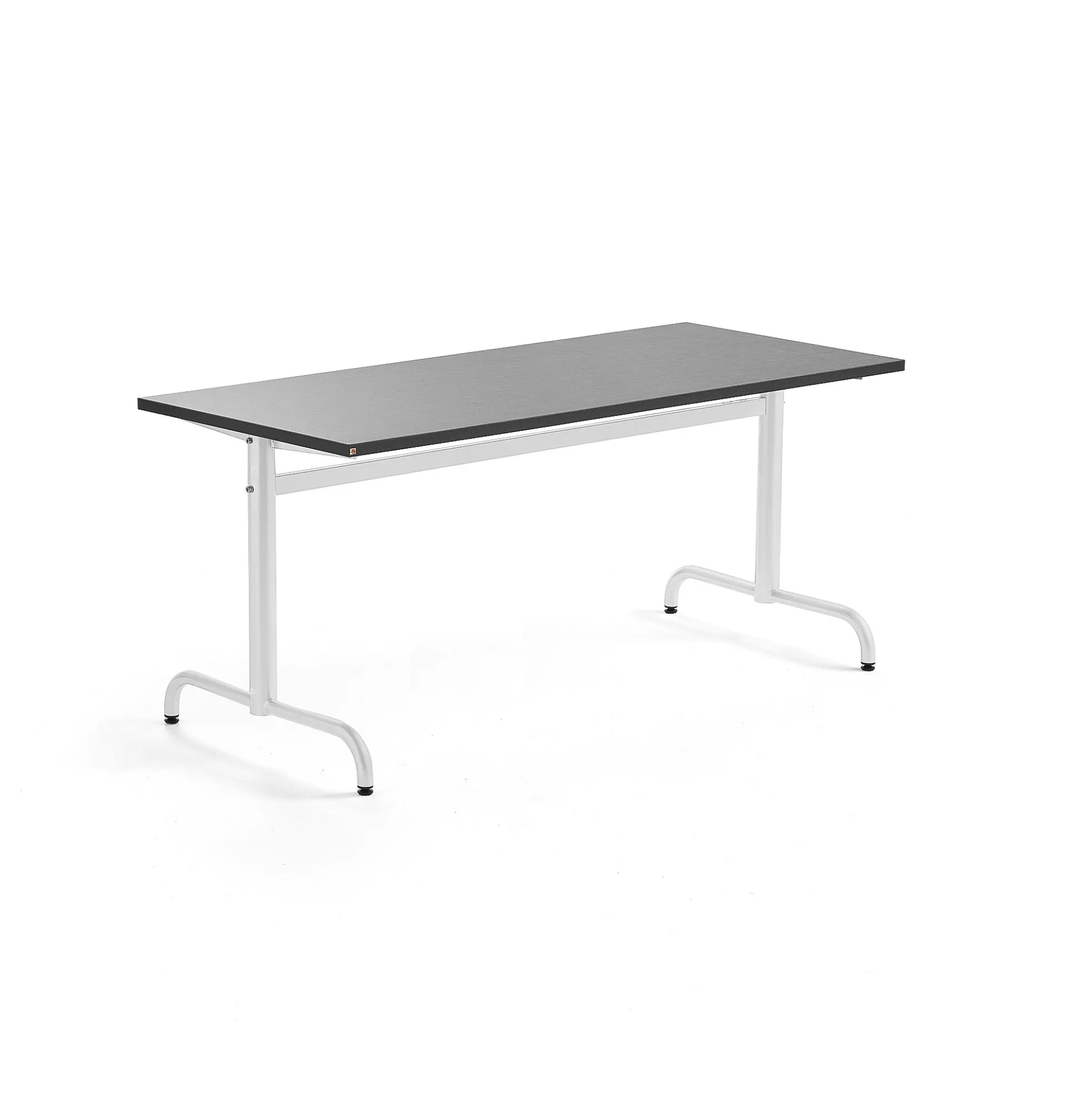 Pöytä PLURAL 1600x700x720 mm, ääntä vaimentava linoleumi, tummanharmaa, valkoinen