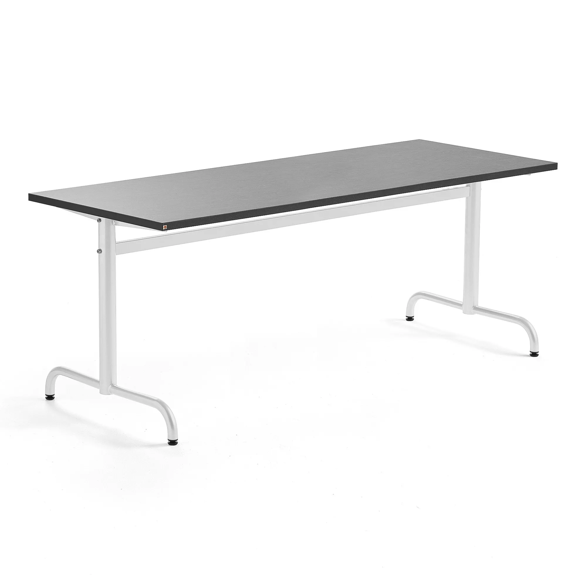 Pöytä PLURAL 1800x700x720 mm, ääntä vaimentava linoleumi, tummanharmaa, valkoinen