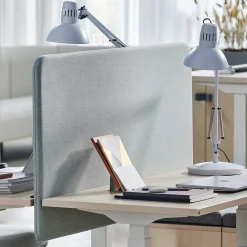 Pöytäsermi ZONE Mustat kiinnikkeet, 1200x650x36 mm, kangas Etna, vaaleanharmaa