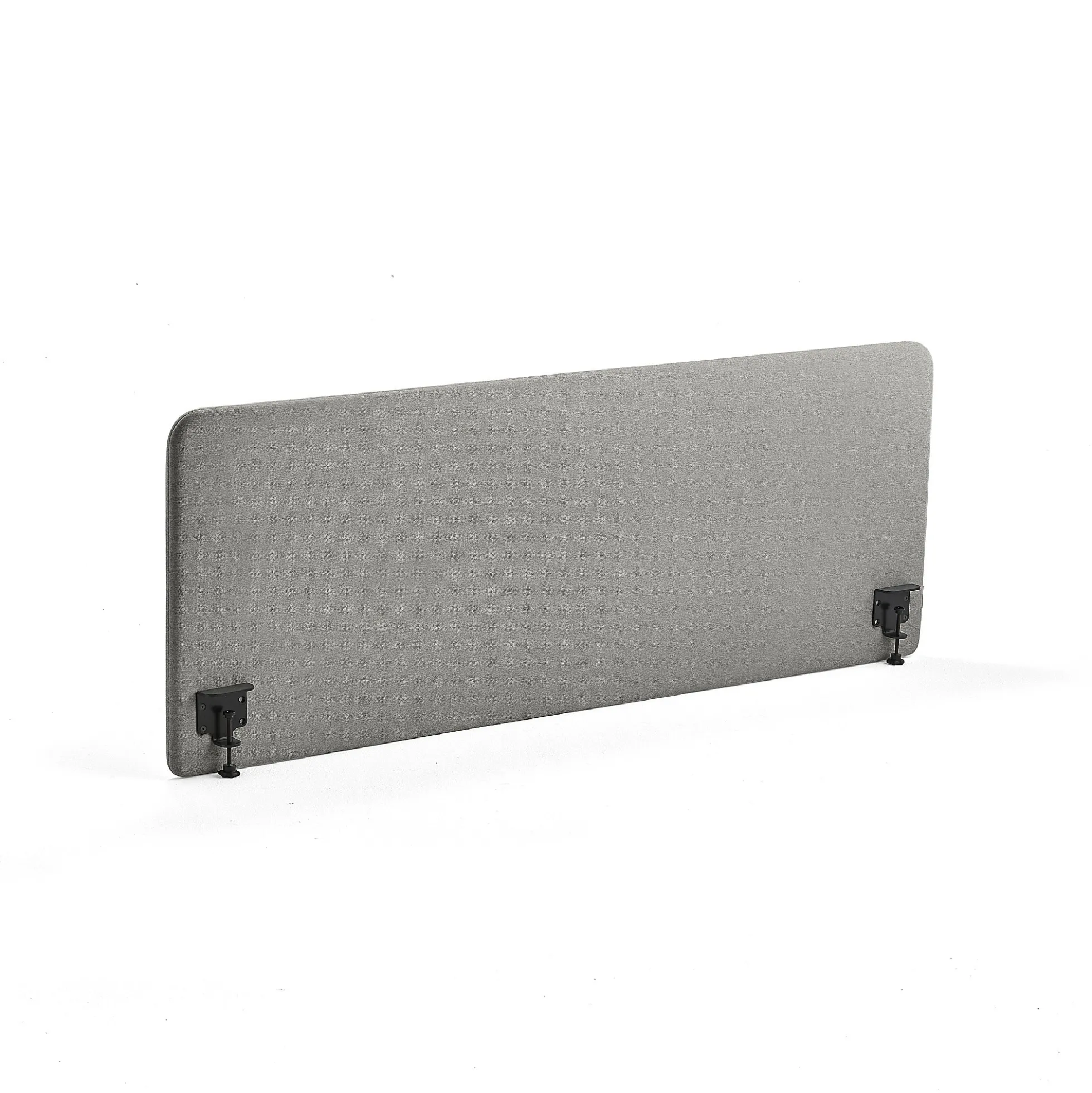 Pöytäsermi ZONE Mustat kiinnikkeet, 1800x650x30 mm, kangas Hush, vaaleanharmaa