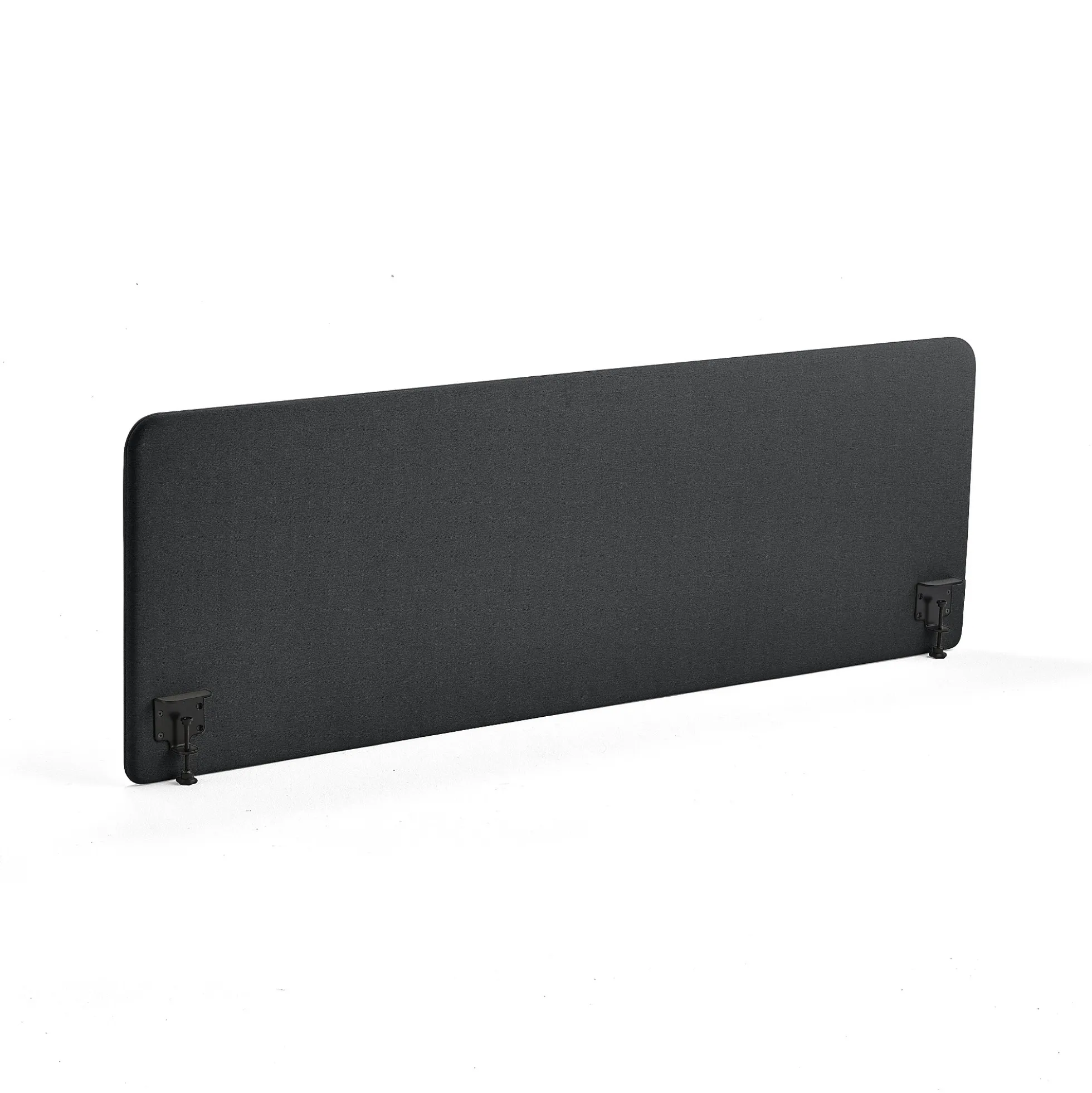Pöytäsermi ZONE Mustat kiinnikkeet, 2000x650x36 mm, kangas Rivet, antrasiitinharmaa