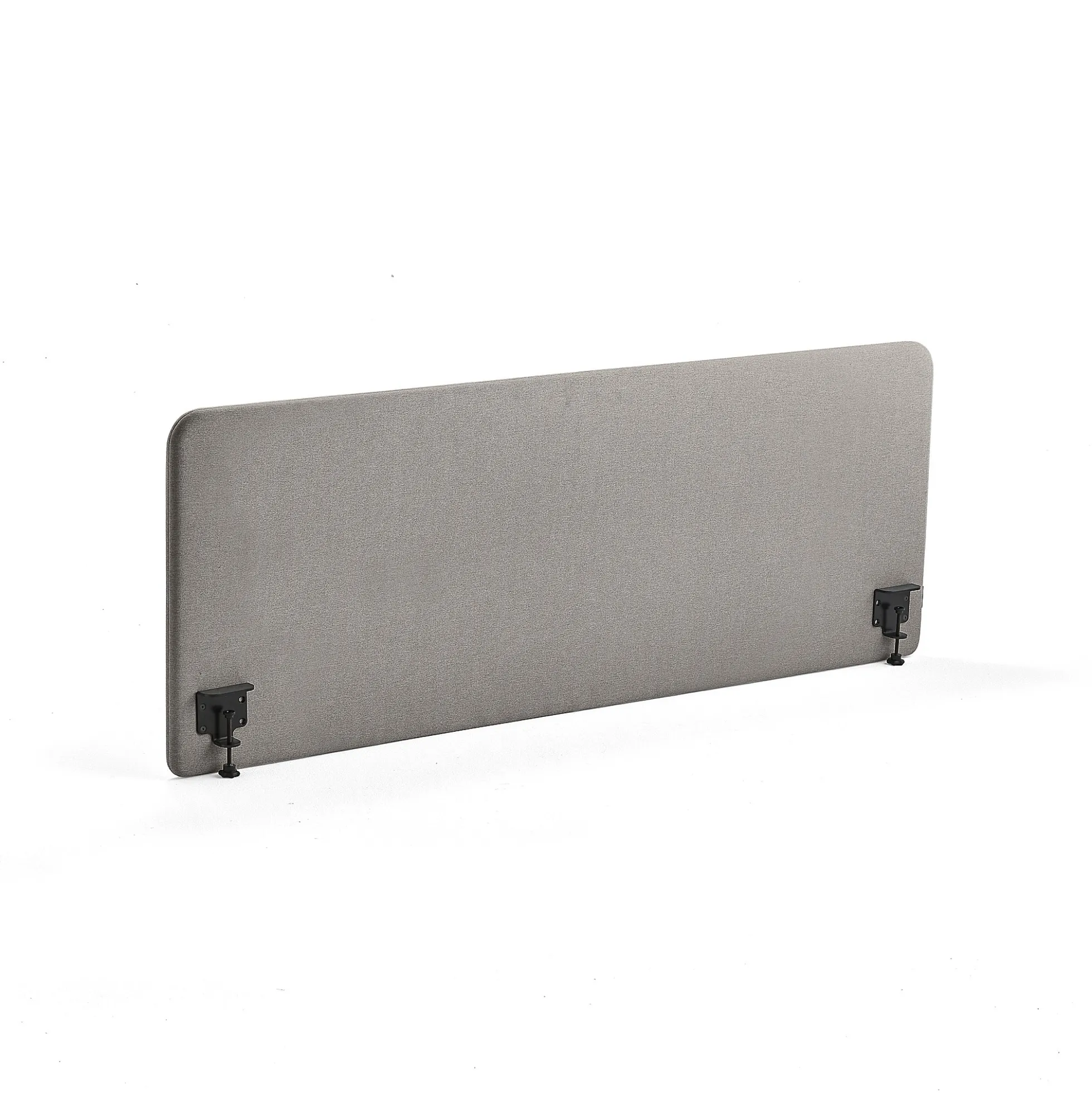Pöytäsermi ZONE Mustat kiinnikkeet, 1800x650x36 mm, kangas Rivet, hopeanharmaa