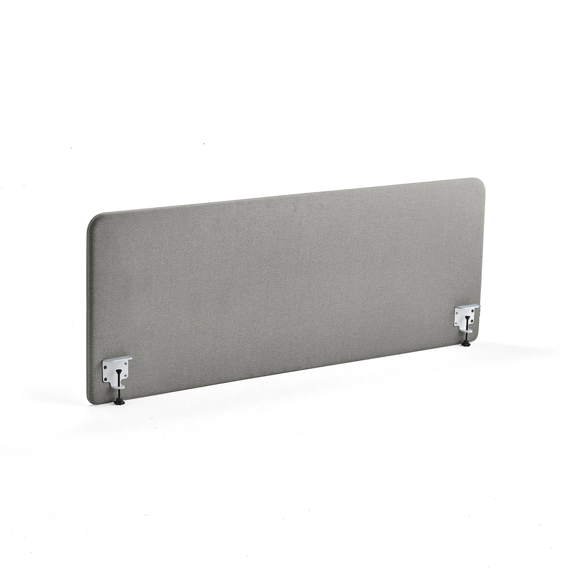Pöytäsermi ZONE Valkoiset kiinnikkeet, 1800x650x30 mm, kangas Rivet, hopeanharmaa