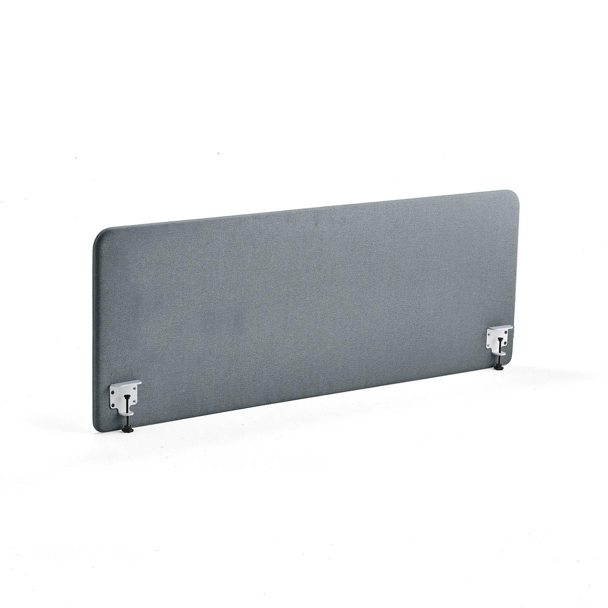 Pöytäsermi ZONE Valkoiset kiinnikkeet, 1800x650x30 mm, kangas Rivet, siniharmaa